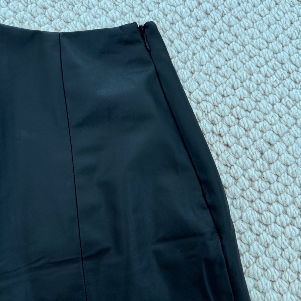 Soft Animal Side Slit Leather Skirt - Picture 2 of 5